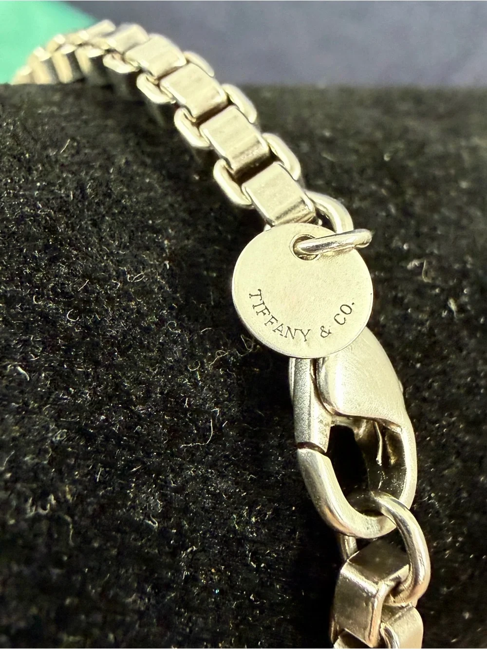 TIFFANY & CO. Sterling Silver Venetian Box Chain Bracelet 16.3g; 7.25” w/ COA
